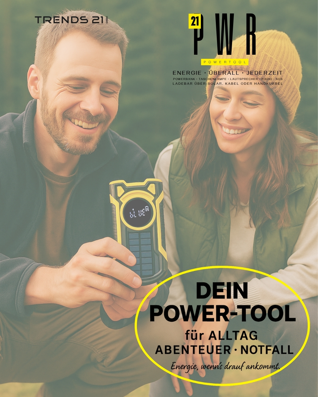 21PWR Powertool – 5-in-1 inkl. Powerbank, Lautsprecher, Radio, Taschenlampe & SOS • Ladebar über Solar, USB oder Handkurbel – Bild 8